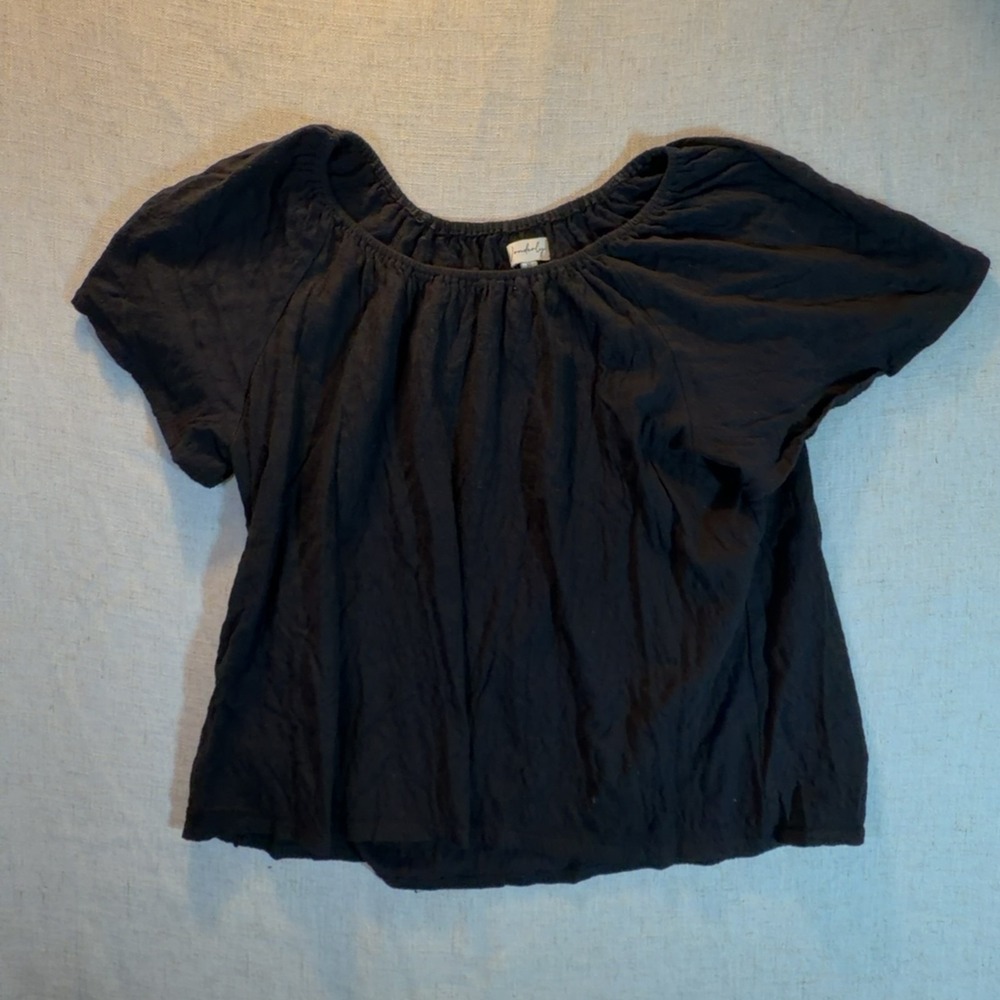 Wonderly Peasant Blouse Off-Shoulder Black Women's Size Extra Large